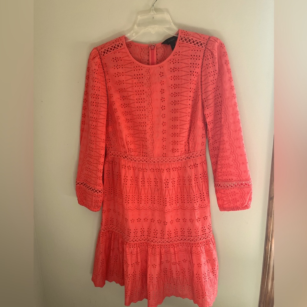 J Crew size 2 pink/orange fully lined dress.